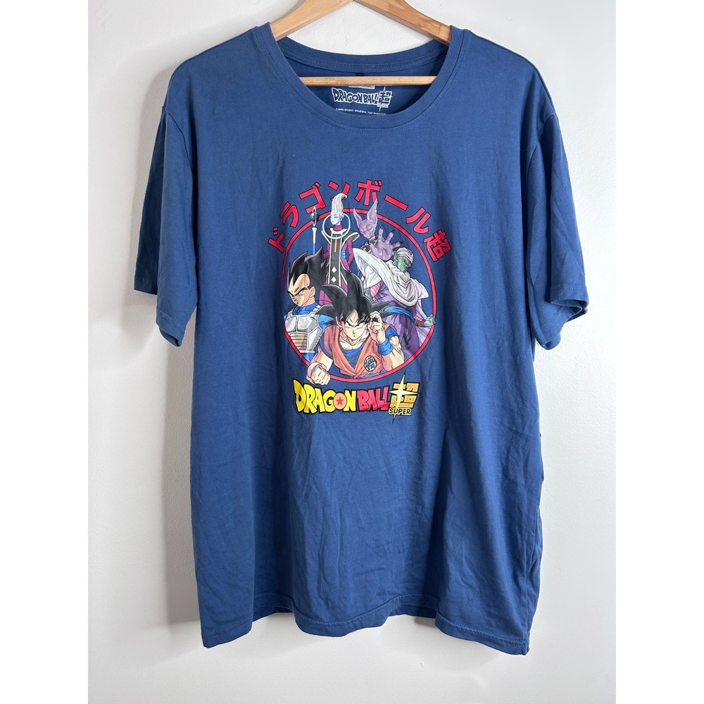 Dragon Ball Super Mens XXL Blue‎ Graphic T-Shirt Goku Vegeta Anime Crew Neck
